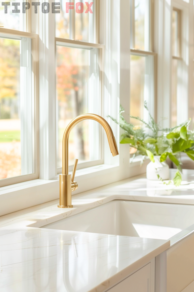 gold-kitchen-faucet-bright-windows