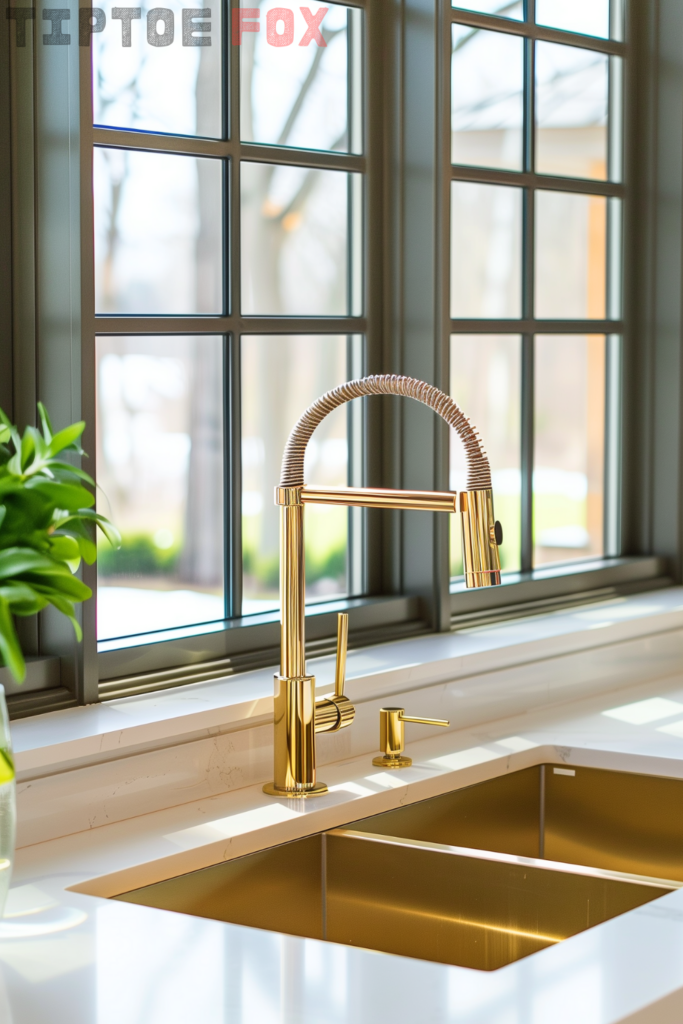 pull down gold kitchen faucet side soap dispenser