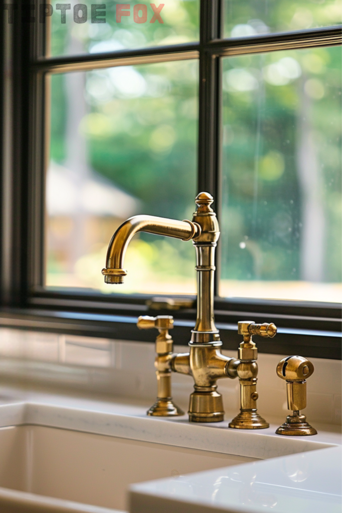 two handle gold kitchen faucet