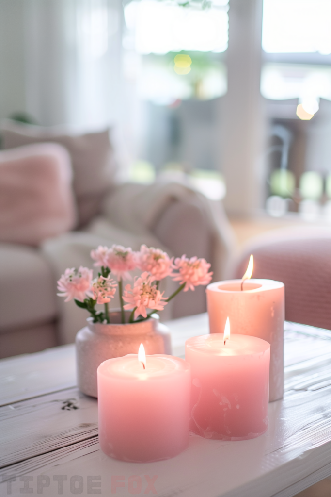 pink candles decor for living room