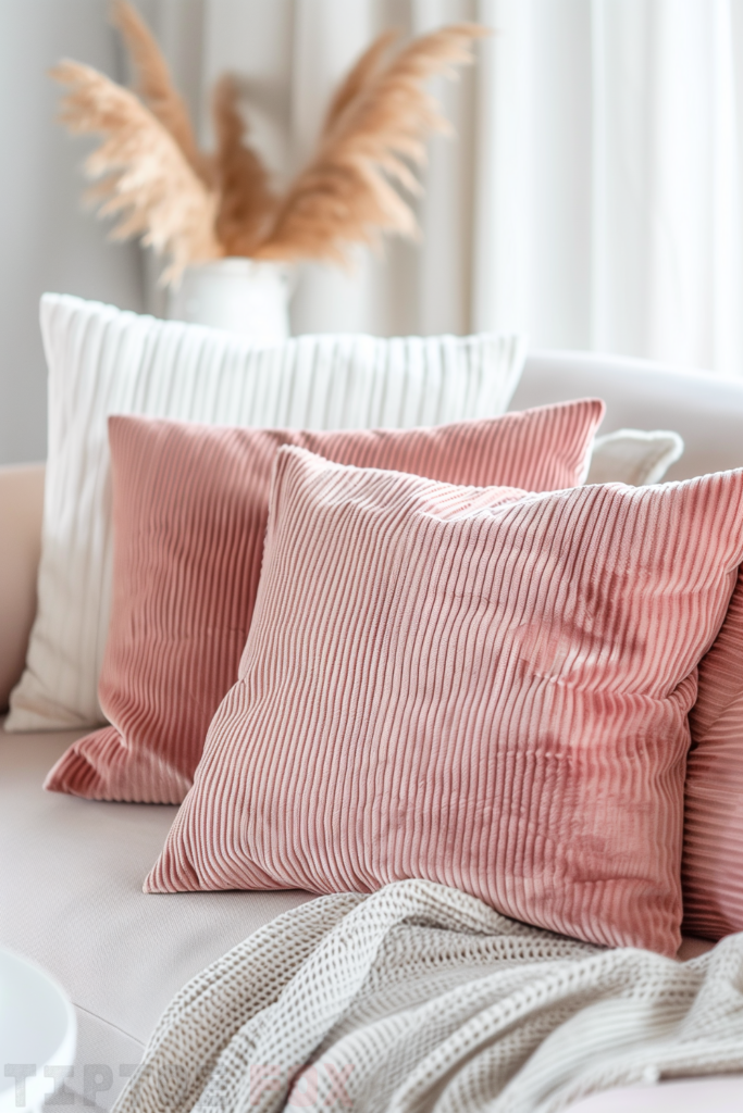 pink corduroy throw pillows for sofa