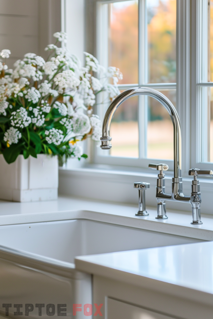 vintage chrome kitchen faucet with side sprayer