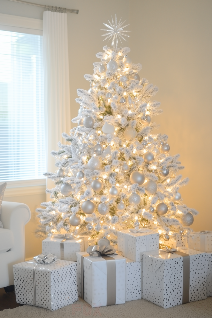 decor gold silver white christmas tree with silver and gold ornaments