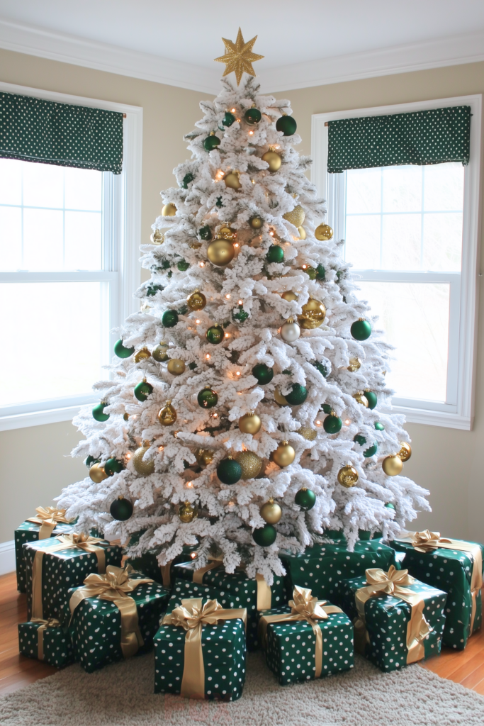 gold green and white christmas tree gold and green ornaments