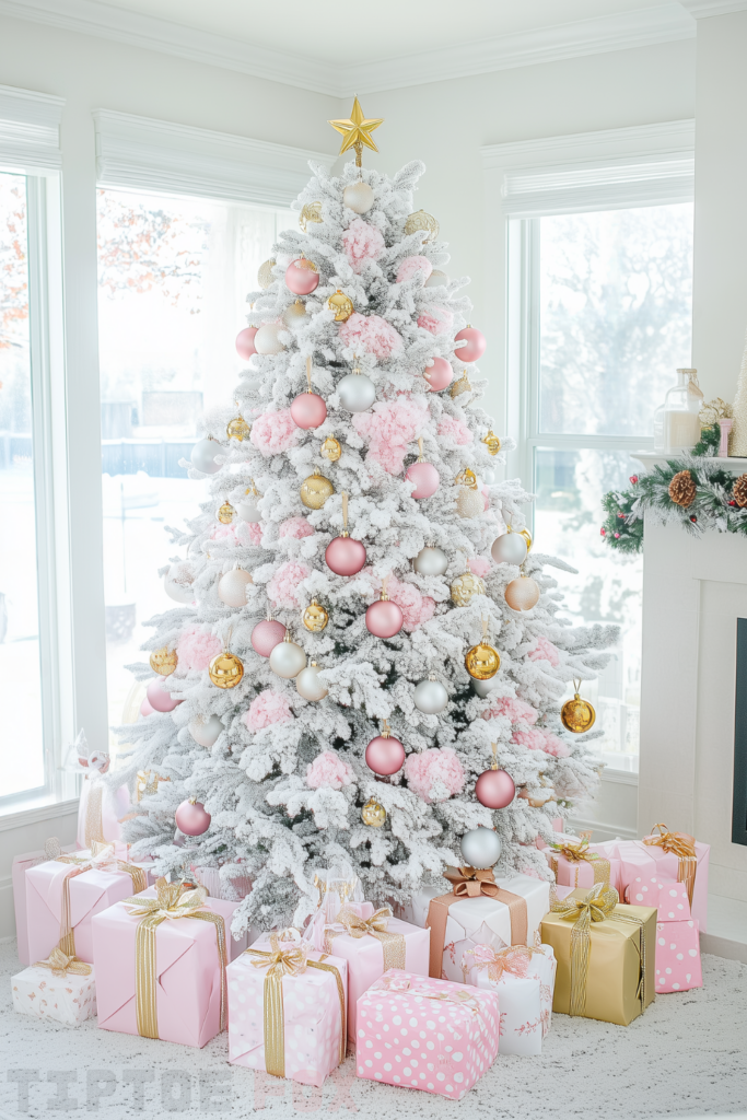 gold pink and white tree gold and pink decorations