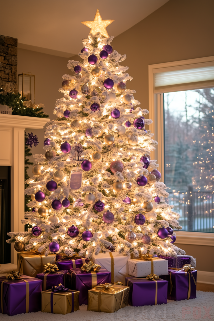 gold purple and white christmas tree purple and gold ornaments