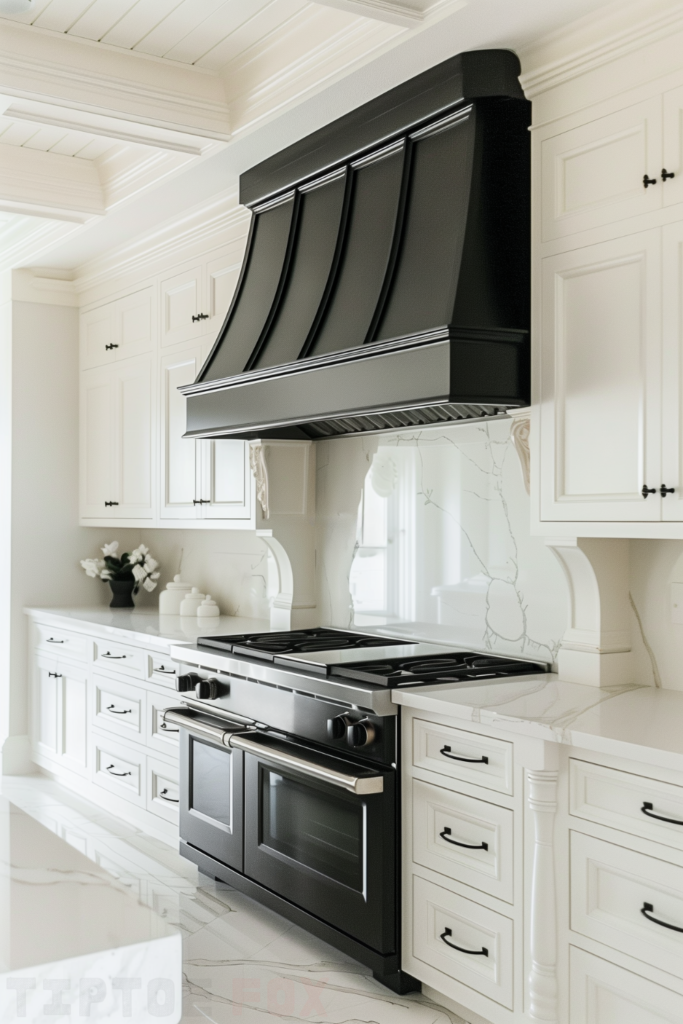 marble white kitchen black hardware silver sink