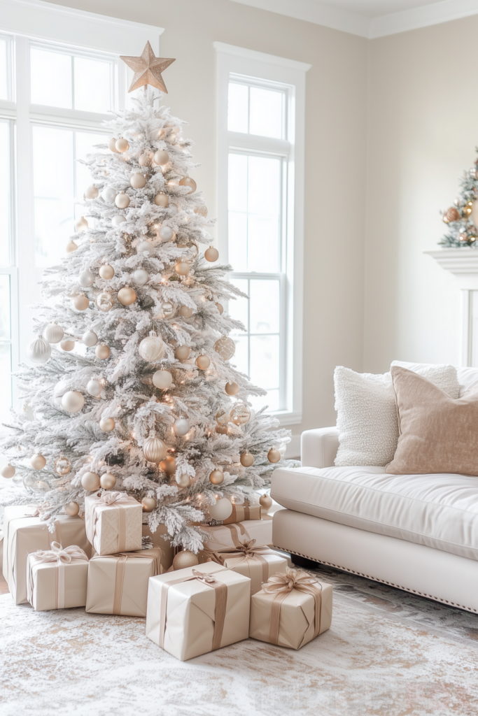 neutral white tree beige ornaments