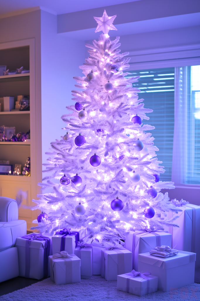 silver purple white christmas tree purple decorations