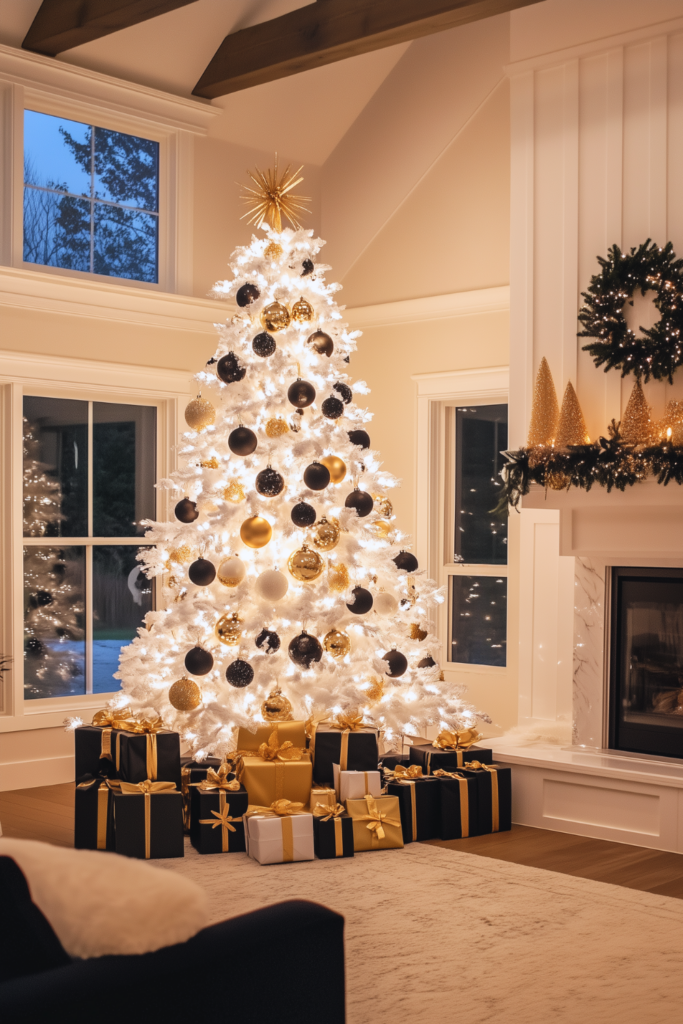 gold black and white christmas tree gold black ornaments