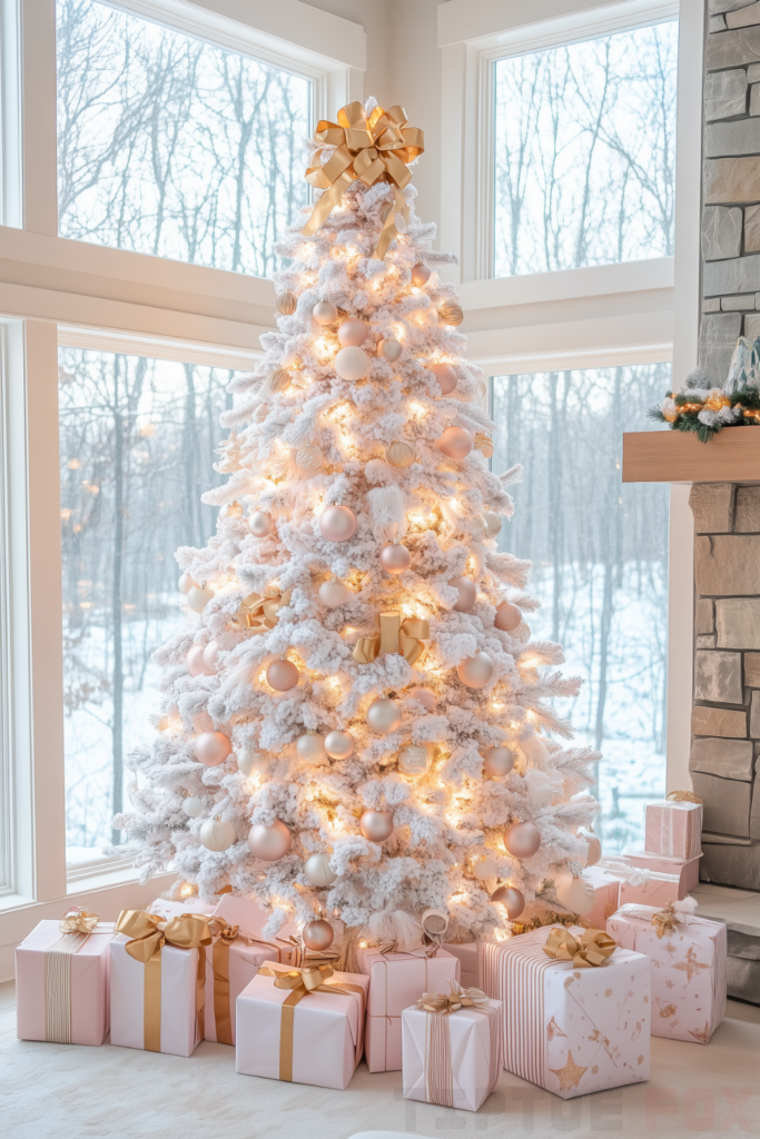 gold pink and white tree pink and gold decorations