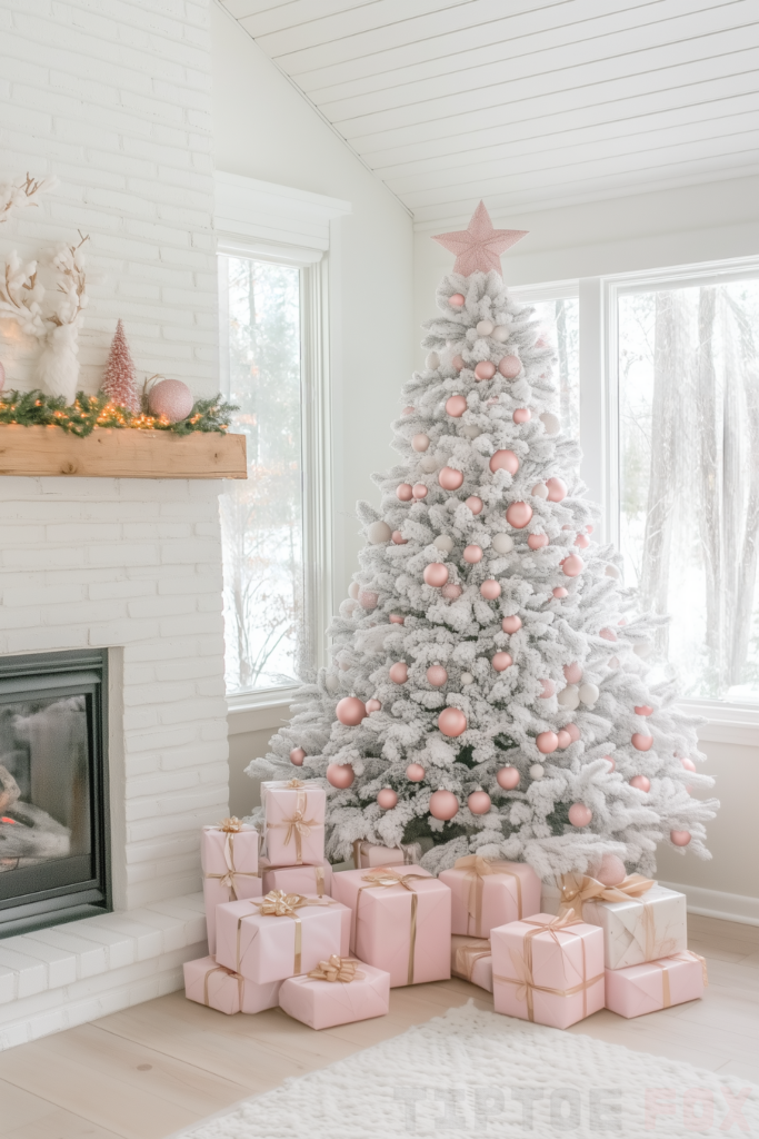 pink white tree pink silver decorations